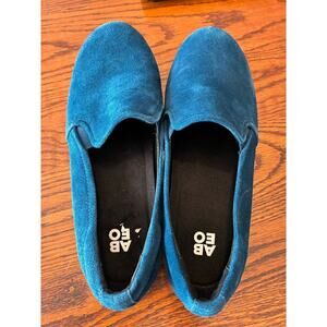ABEO Ayka Neut Flat Blue Suede Leather Neutral Footbed Orthotic Shoe Size 9.5
